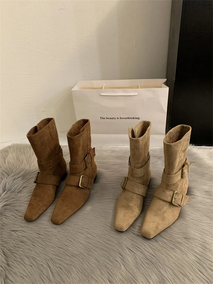 Botines in suèdelook met gespen - Pelinna