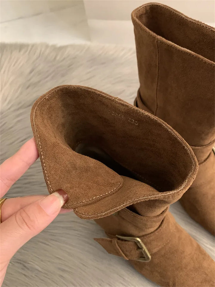 Botines in suèdelook met gespen - Pelinna