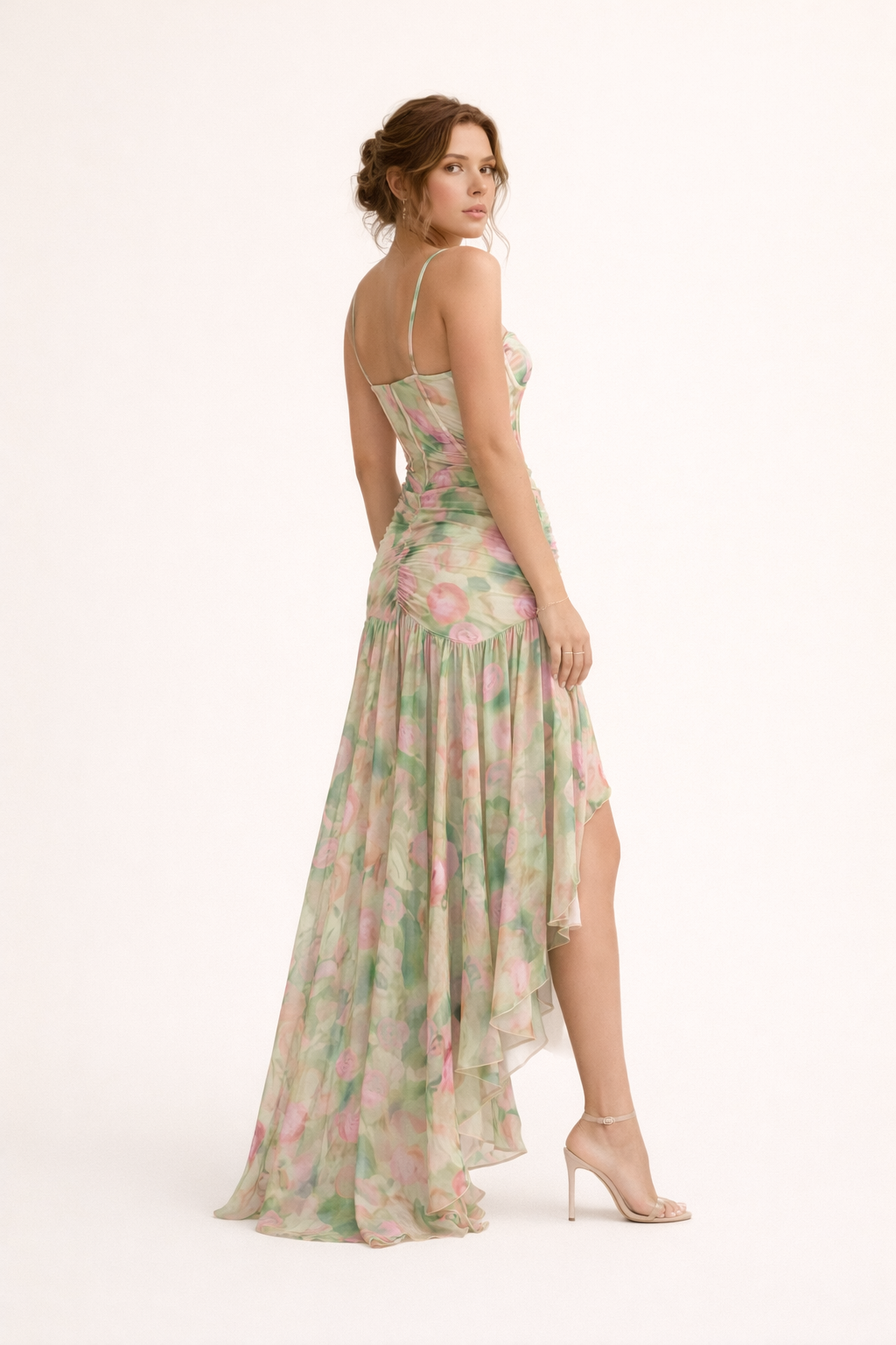 Lange damesjurk met bloemen, elegante stijl - Carla