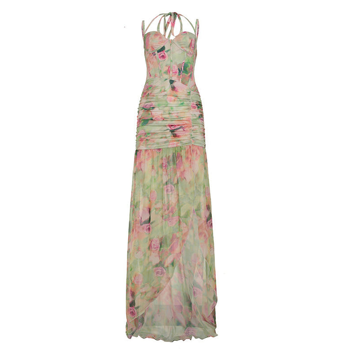 Lange damesjurk met bloemen, elegante stijl - Carla