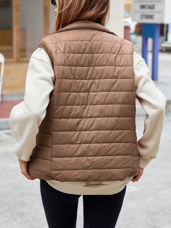 Gewatteerd damesgilet met rits en zakken - Elora