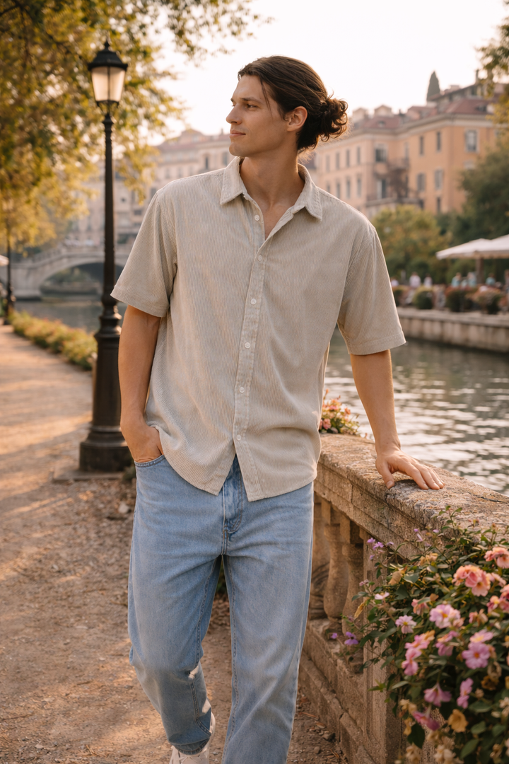 Herenoverhemd korte mouw lichtgewicht ademend zomers casual shirt - Velmar