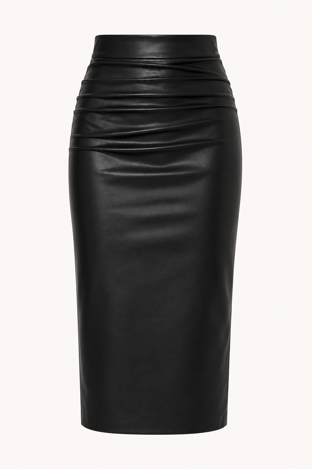 Midi-rok voor dames van PU met hoge taille en plooien - Siglinde