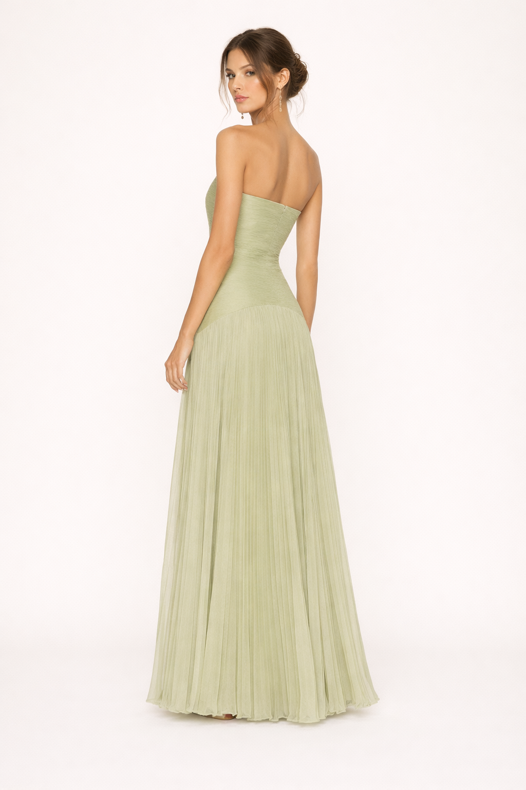 Strapless geplooide maxi jurk strapless zomerjurk vrouw - Arvella