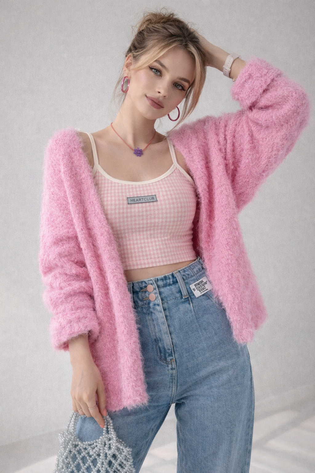 Gebreid damesvest met V-hals - Faelric