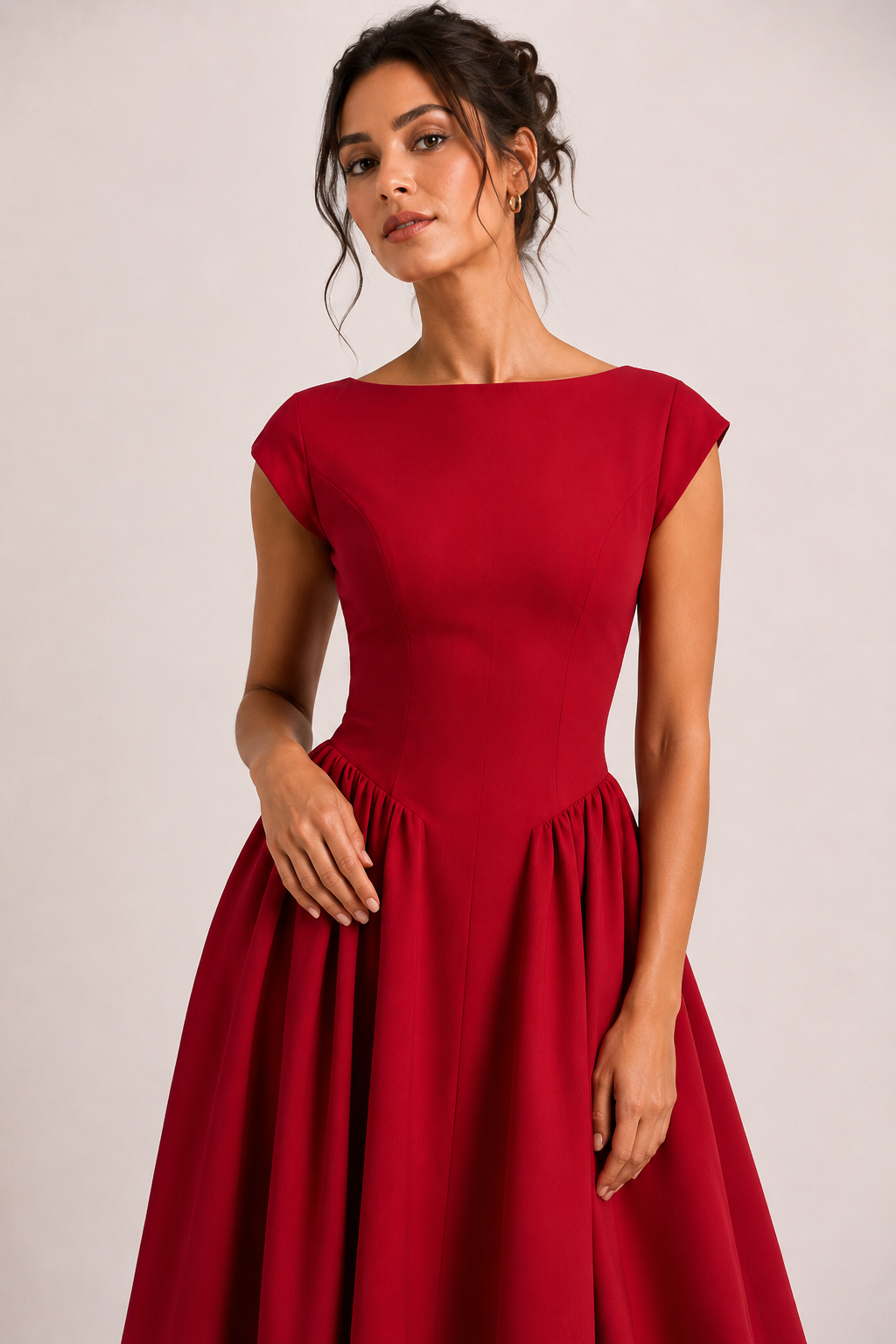 Elegante midi-cocktailjurk met wijde rok - Alisa