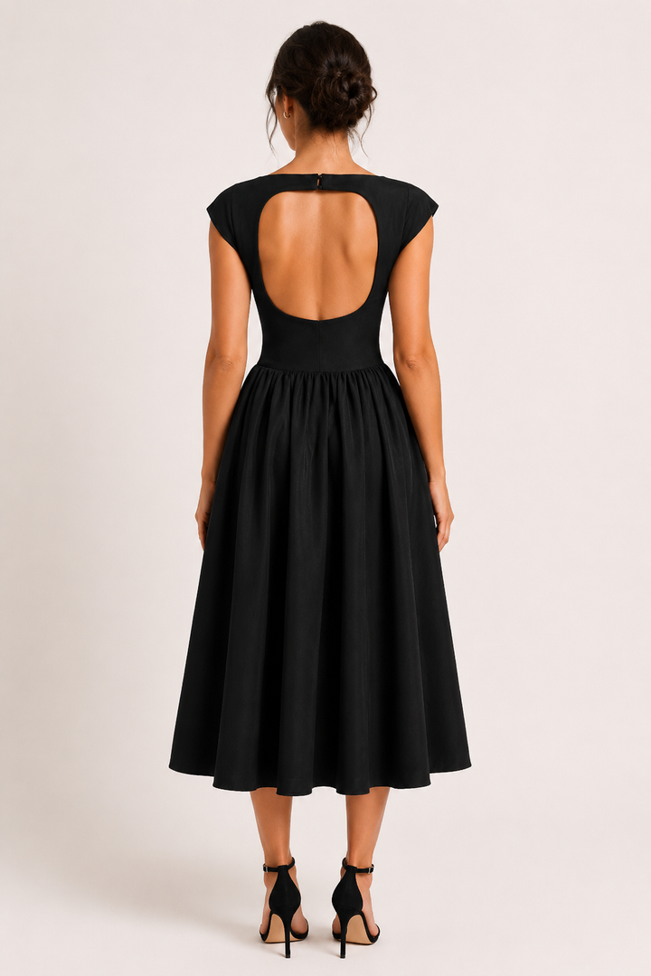 Elegante midi-cocktailjurk met wijde rok - Alisa