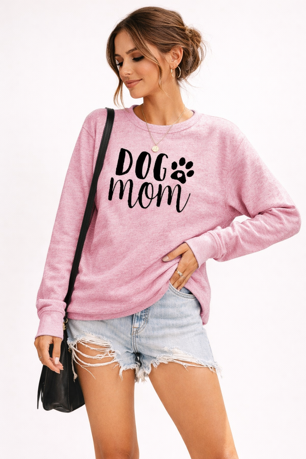 Dames sweatshirt met ronde hals en print - Signe