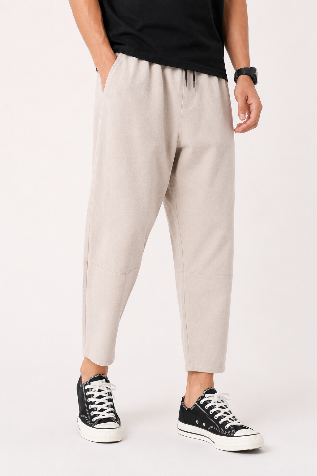 Lichte herenbroek met een relaxte pasvorm en een elastische tailleband - Ludger