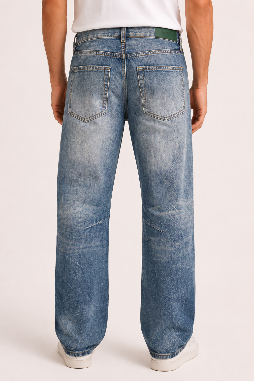 Herenjeans met rechte pijpen, gewassen look en slijtage-effecten - Wigbert