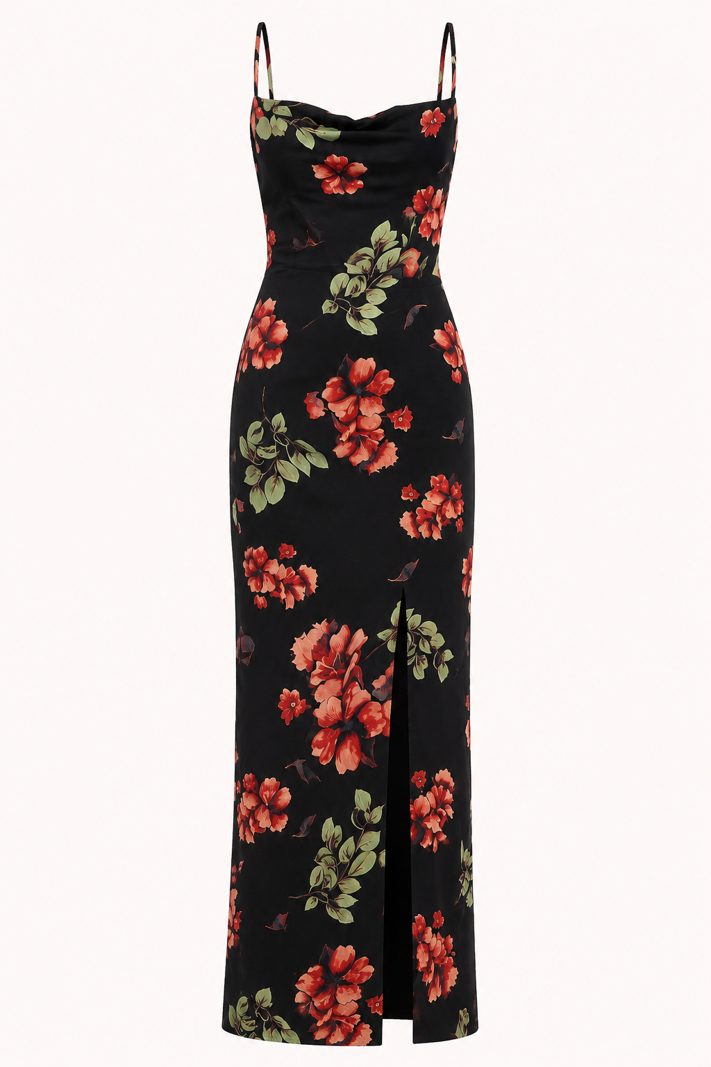 Lange jurk voor dames met bloemenprint en dunne bandjes - Frieda