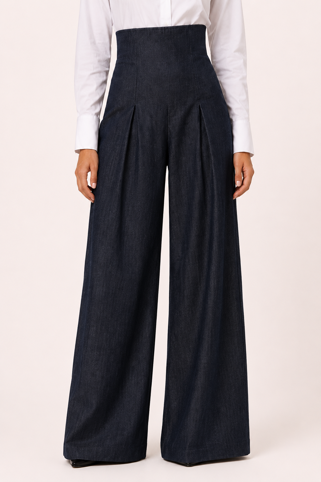 Elegante damesbroek met wijde pijpen en hoge taille - Elara