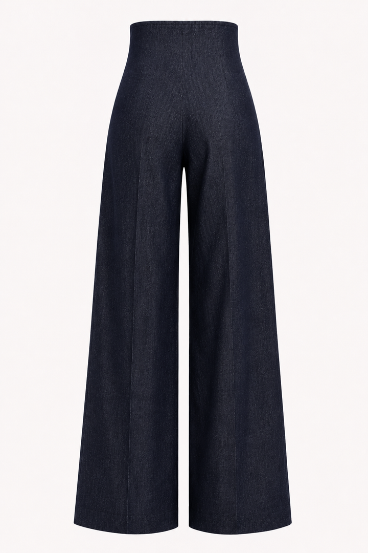 Elegante damesbroek met wijde pijpen en hoge taille - Elara