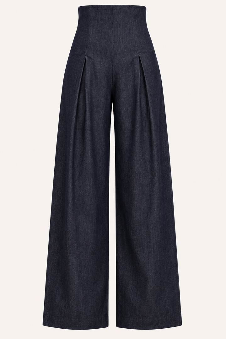 Elegante damesbroek met wijde pijpen en hoge taille - Elara
