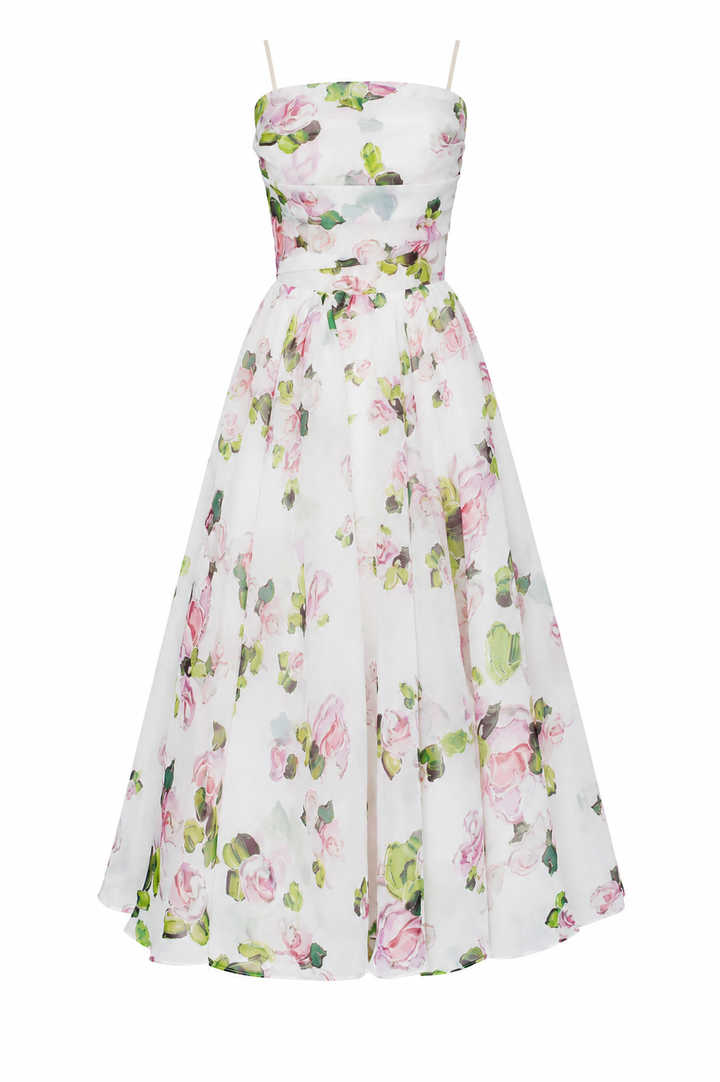 Dames midi-jurk romantisch gebloemd - Elira