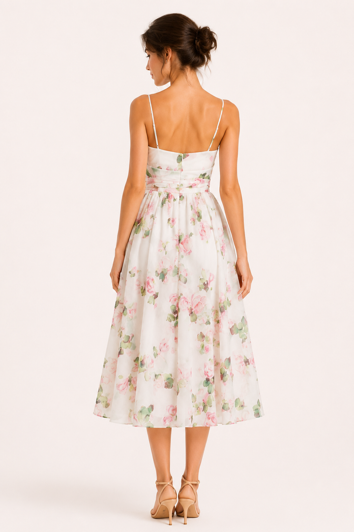 Dames midi-jurk romantisch gebloemd - Elira