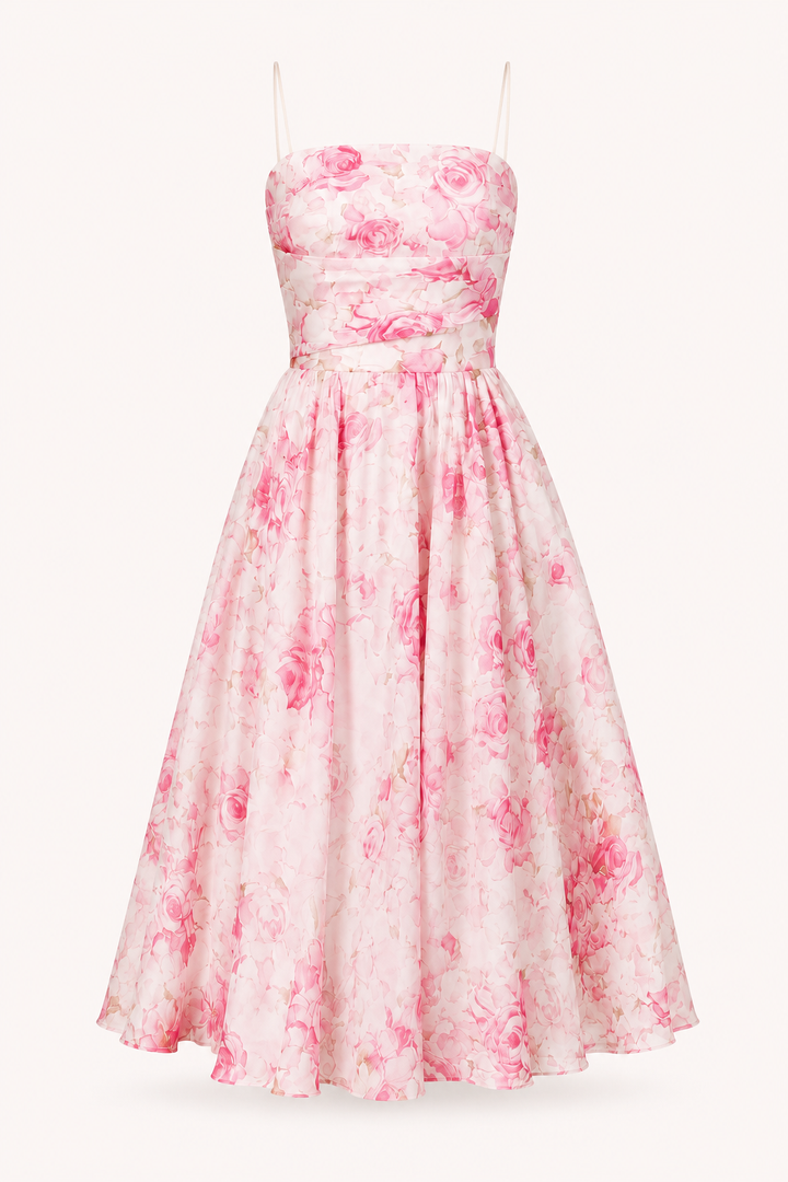 Dames midi-jurk romantisch gebloemd - Elira