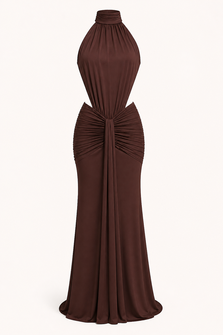 Elegante lange jurk met halternek voor dames - Klara