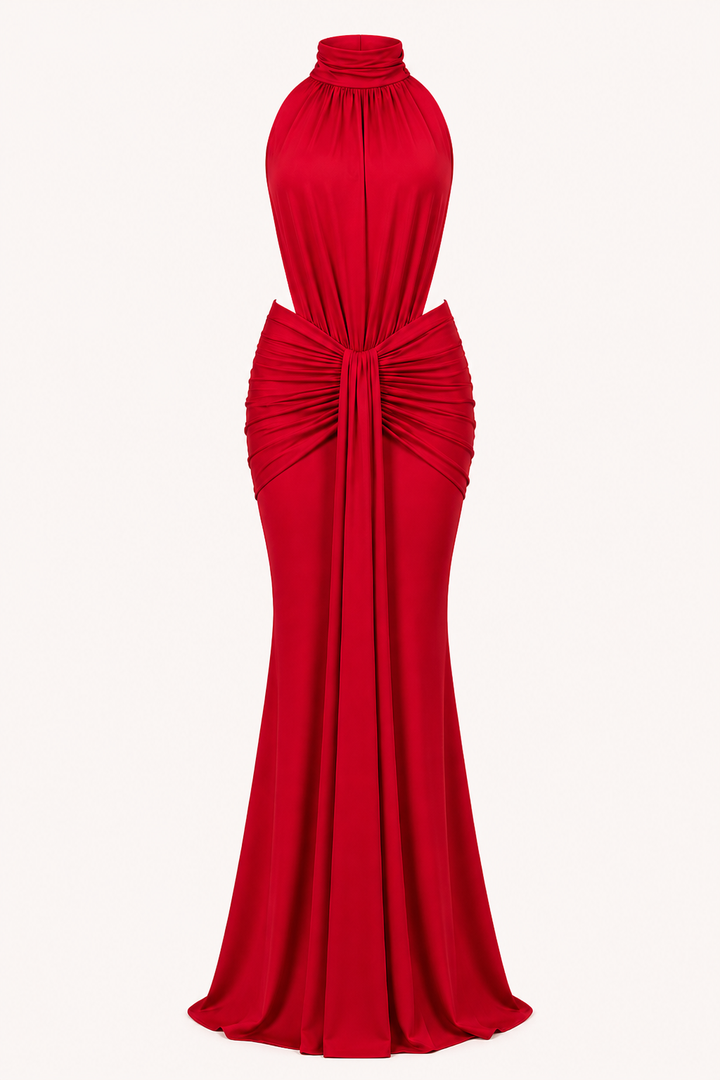 Elegante lange jurk met halternek voor dames - Klara