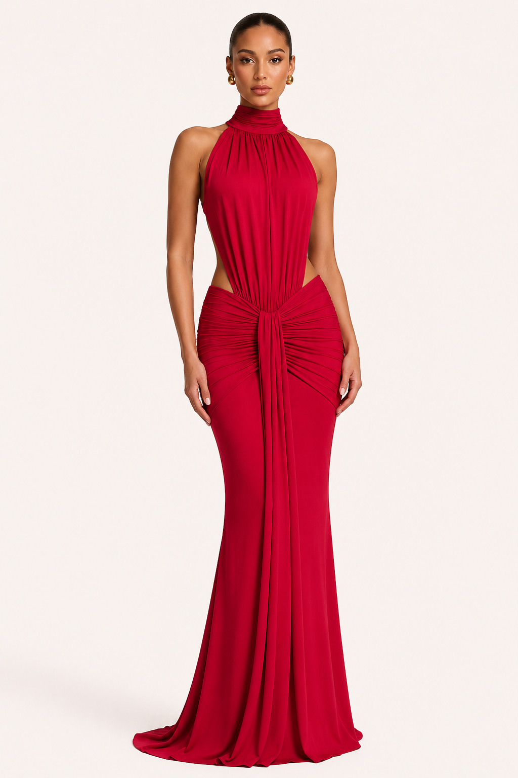 Elegante lange jurk met halternek voor dames - Klara