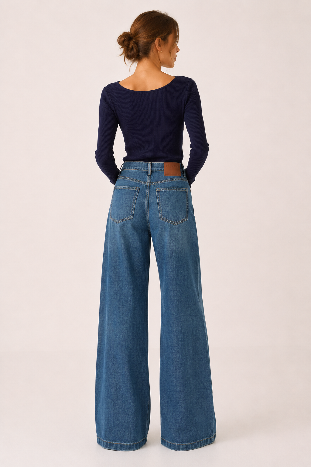 Baggy damesjeans met hoge taille, wijde pijpen en een rechte pasvorm - Freja