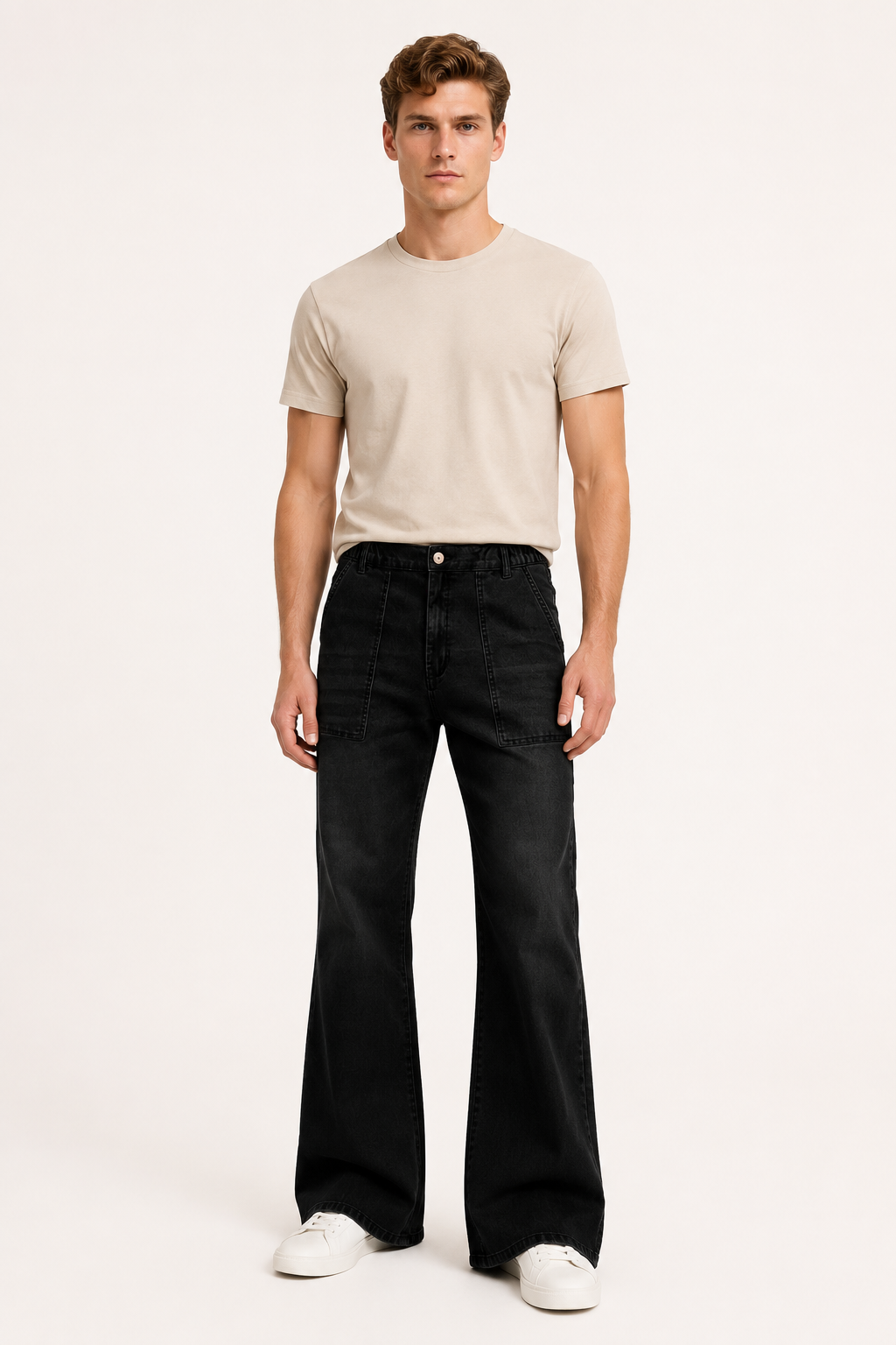 Herenjeans met wijde pijpen in licht gewassen denim - Konrad