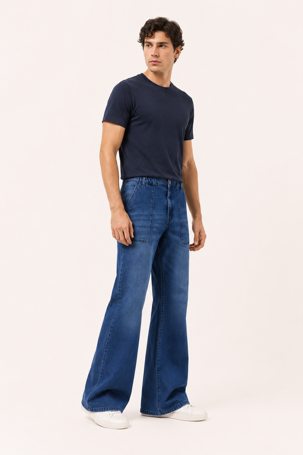 Herenjeans met wijde pijpen in licht gewassen denim - Konrad
