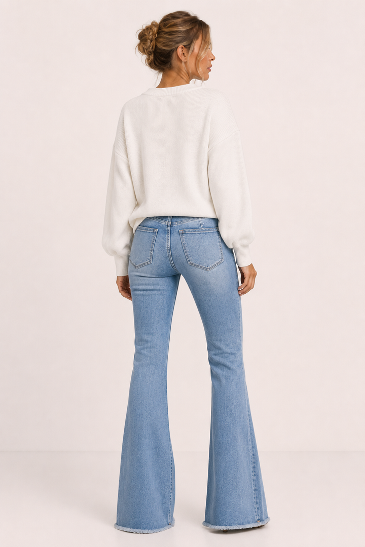 Damesjeans met hoge taille en uitlopende pijpen - Greta