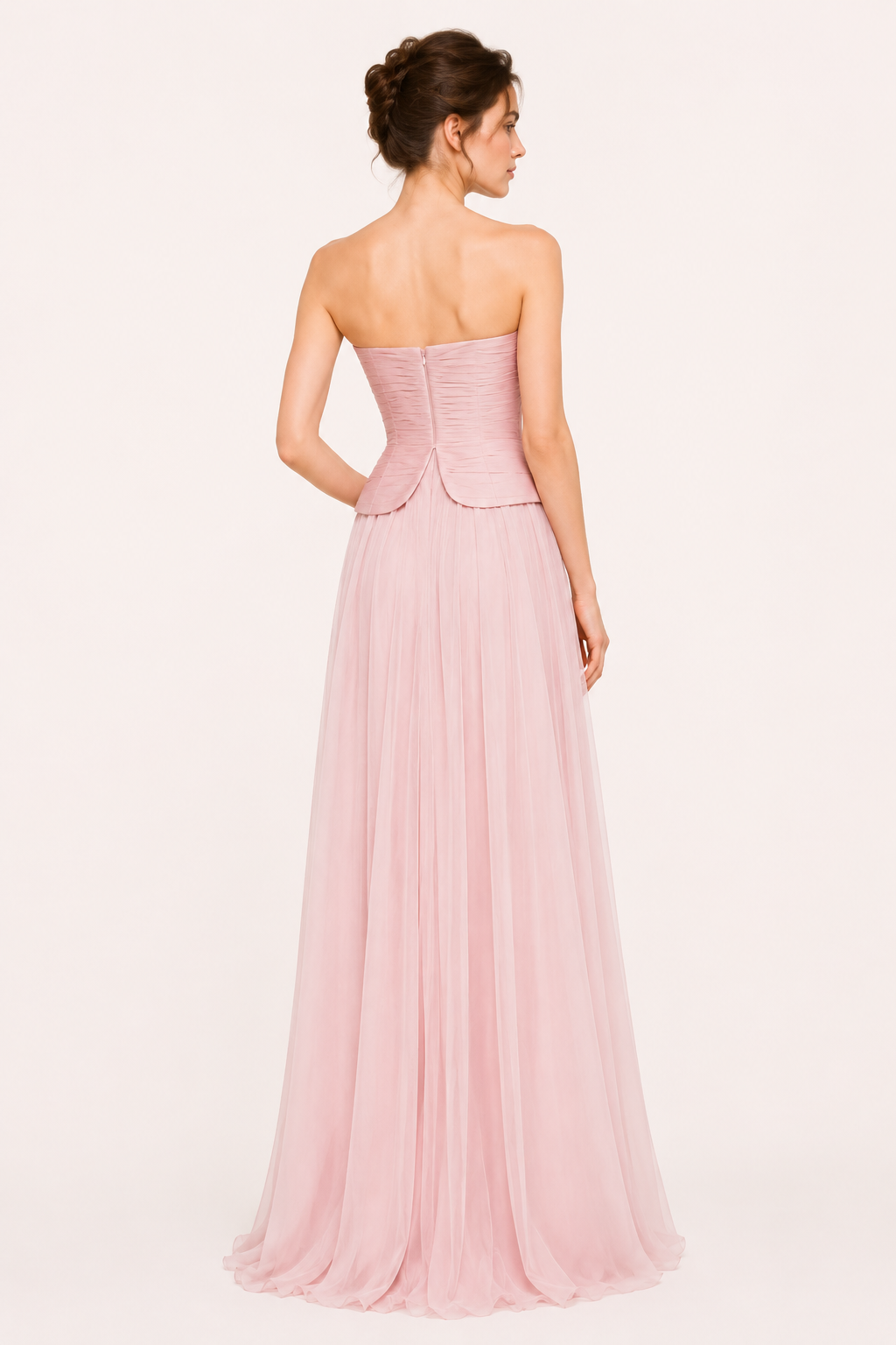 Elegante lange strapless geplooide jurk voor dames - Enice