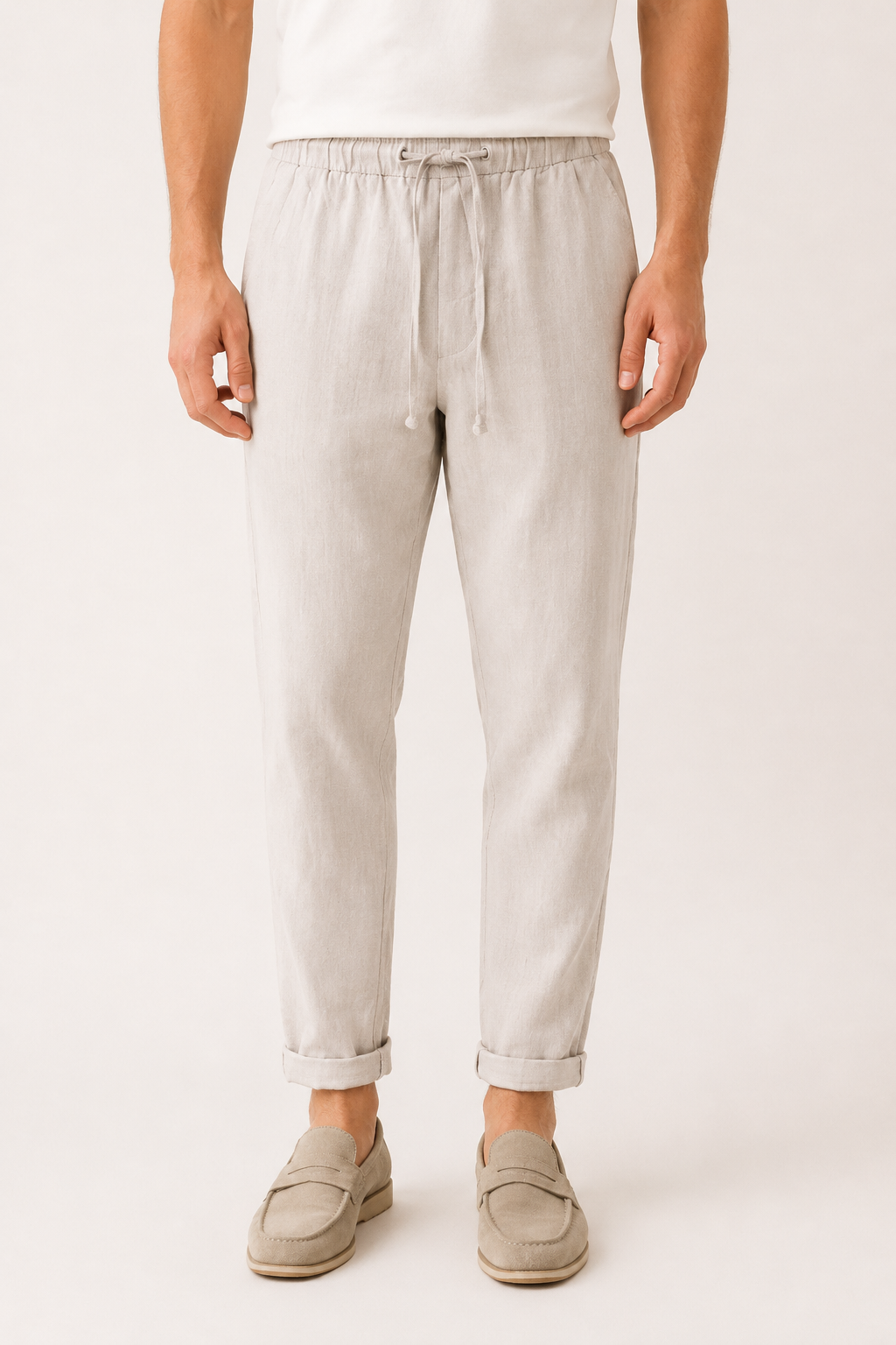 Linnen broek met elastische tailleband voor heren - Falk