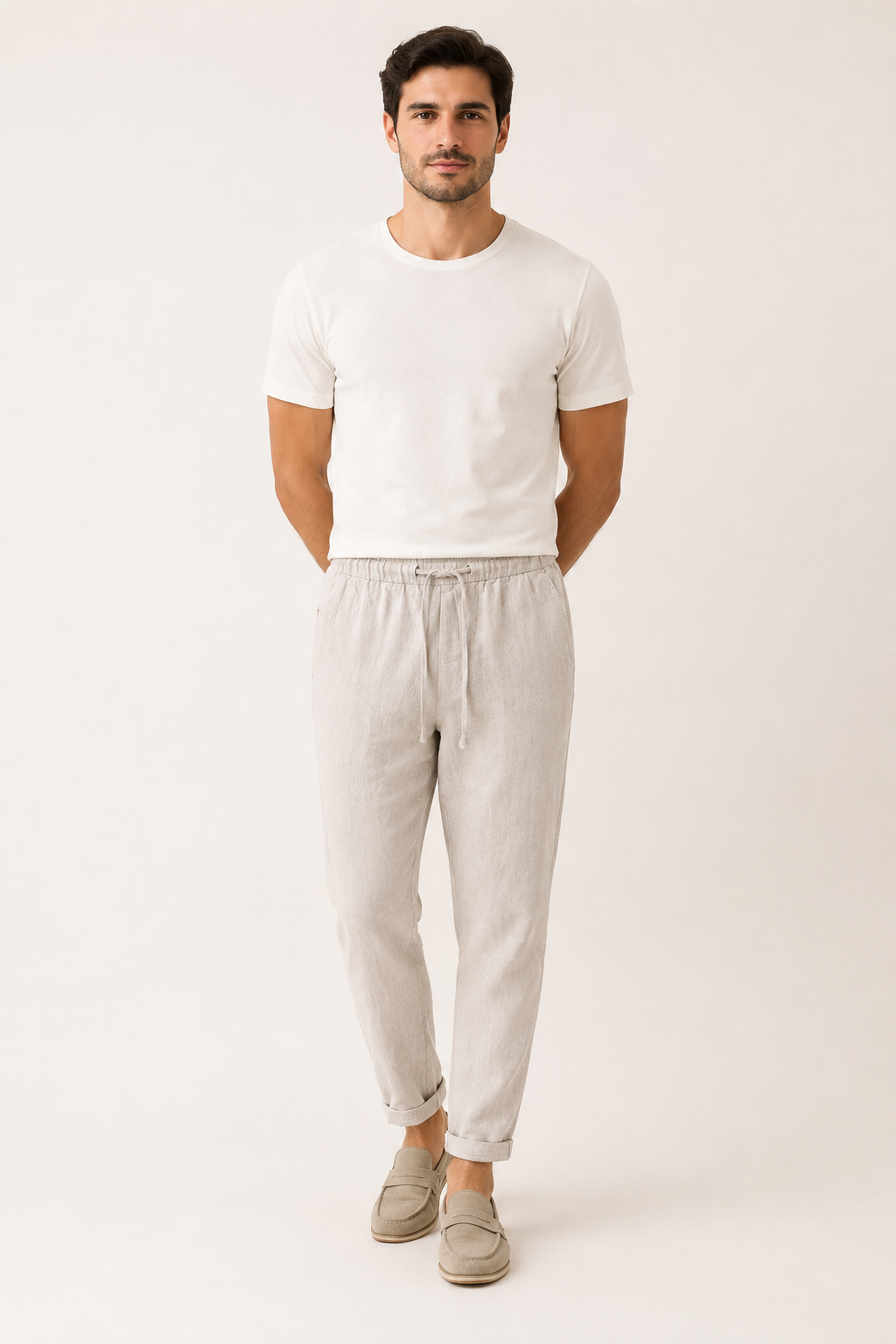 Linnen broek met elastische tailleband voor heren - Falk