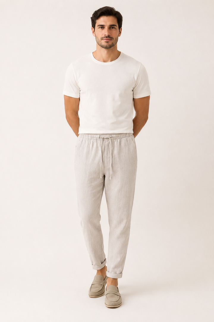 Linnen broek met elastische tailleband voor heren - Falk