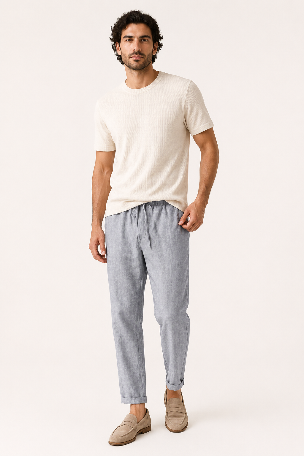 Linnen broek met elastische tailleband voor heren - Falk
