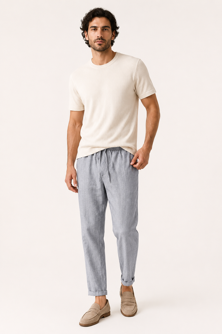 Linnen broek met elastische tailleband voor heren - Falk