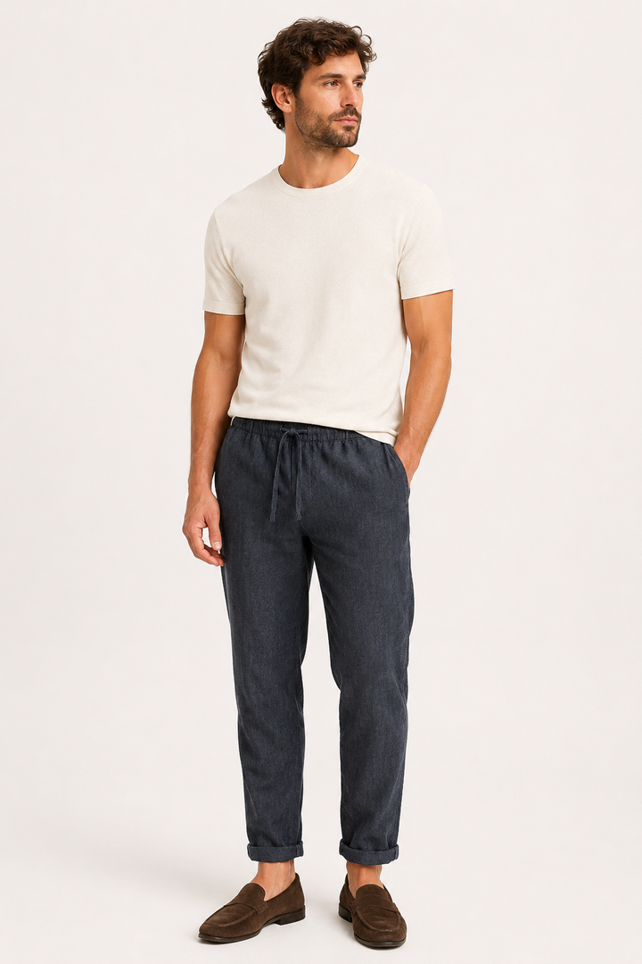 Linnen broek met elastische tailleband voor heren - Falk