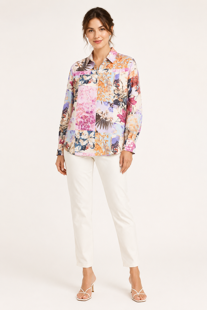 Bedrukte blouse met lange mouwen voor dames - Laura