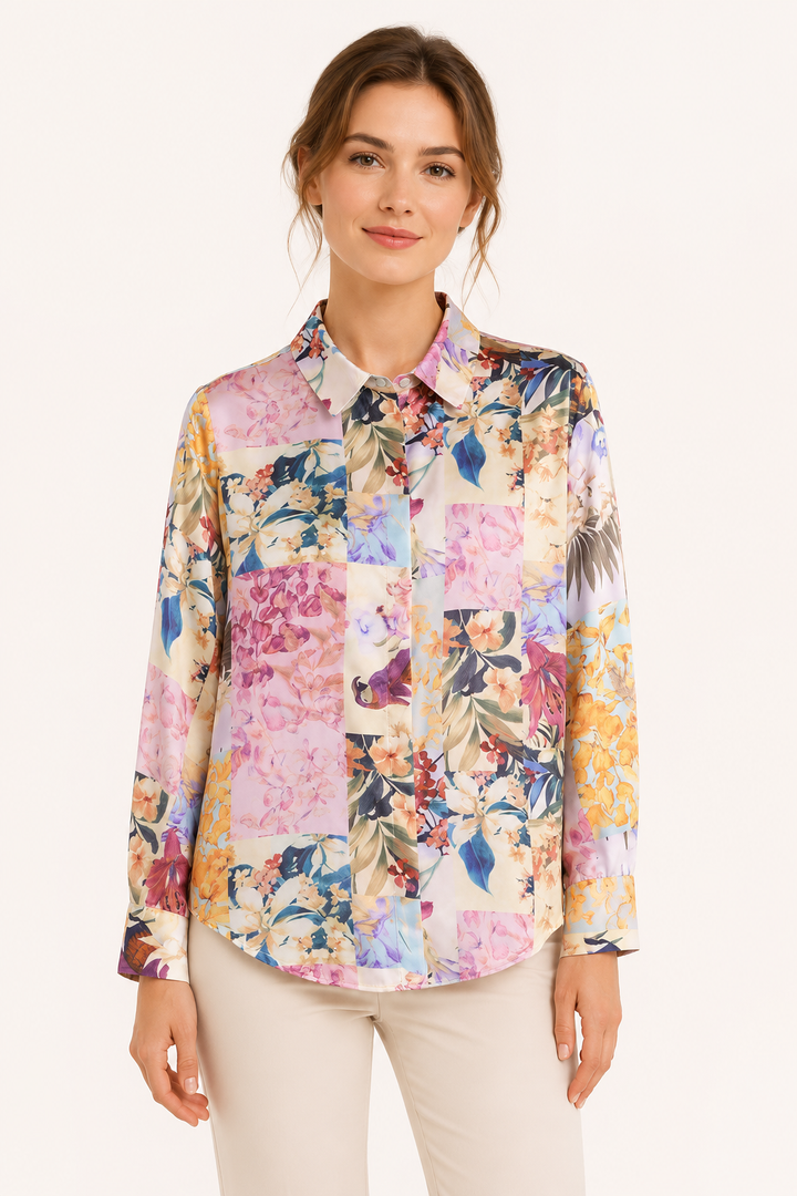 Bedrukte blouse met lange mouwen voor dames - Laura