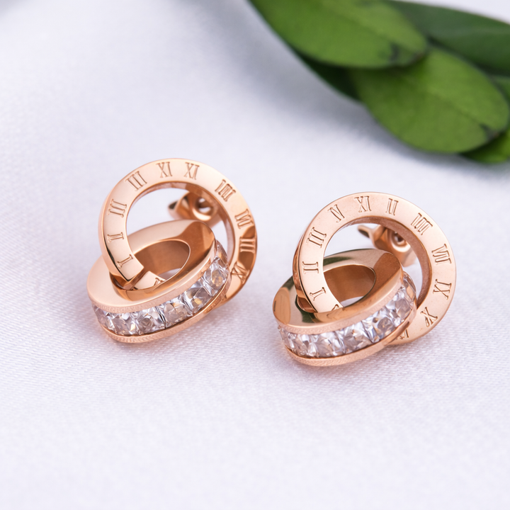 Roségoudkleurige dameshoepel met kristallen