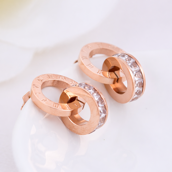 Roségoudkleurige dameshoepel met kristallen