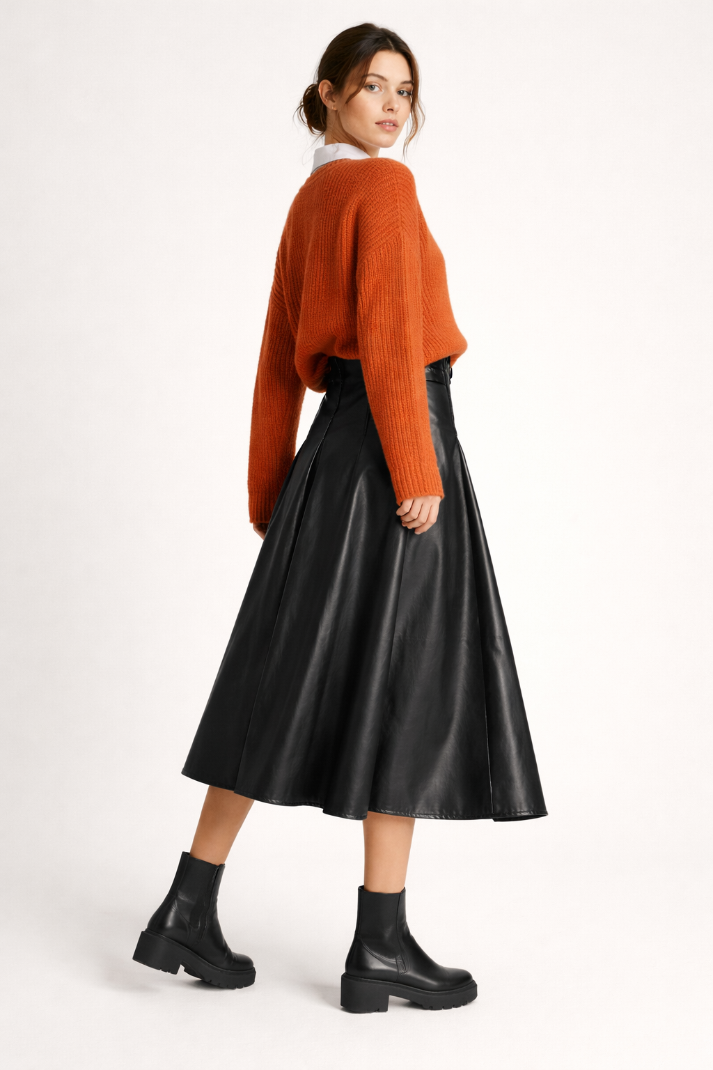 Elegante midirok met leren effect - Valeria