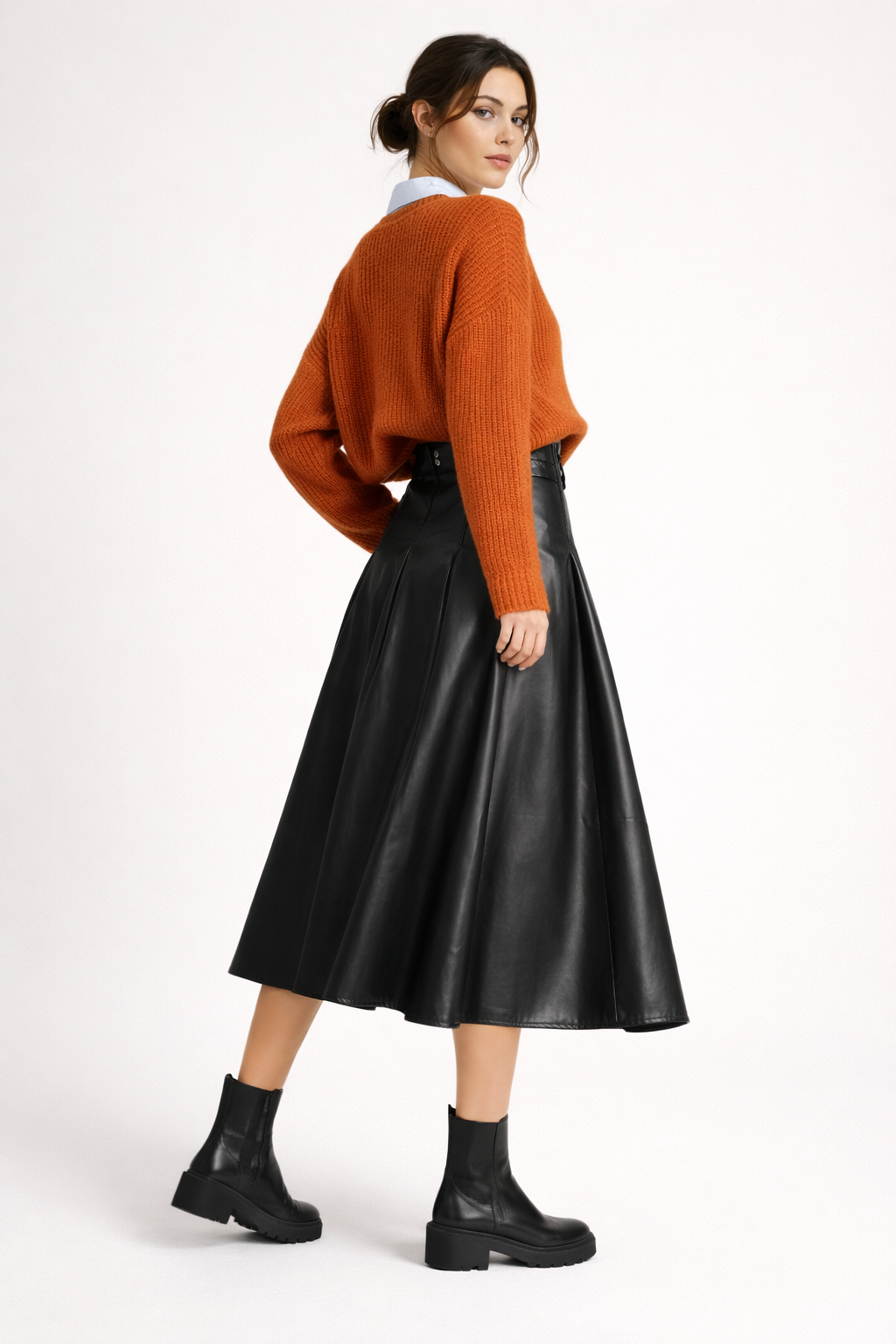 Elegante midirok met leren effect - Valeria