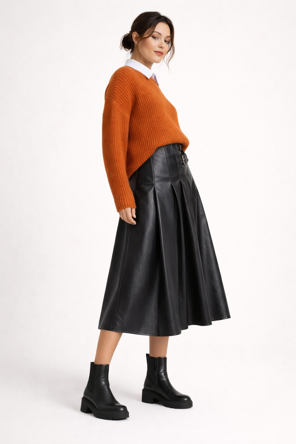 Elegante midirok met leren effect - Valeria