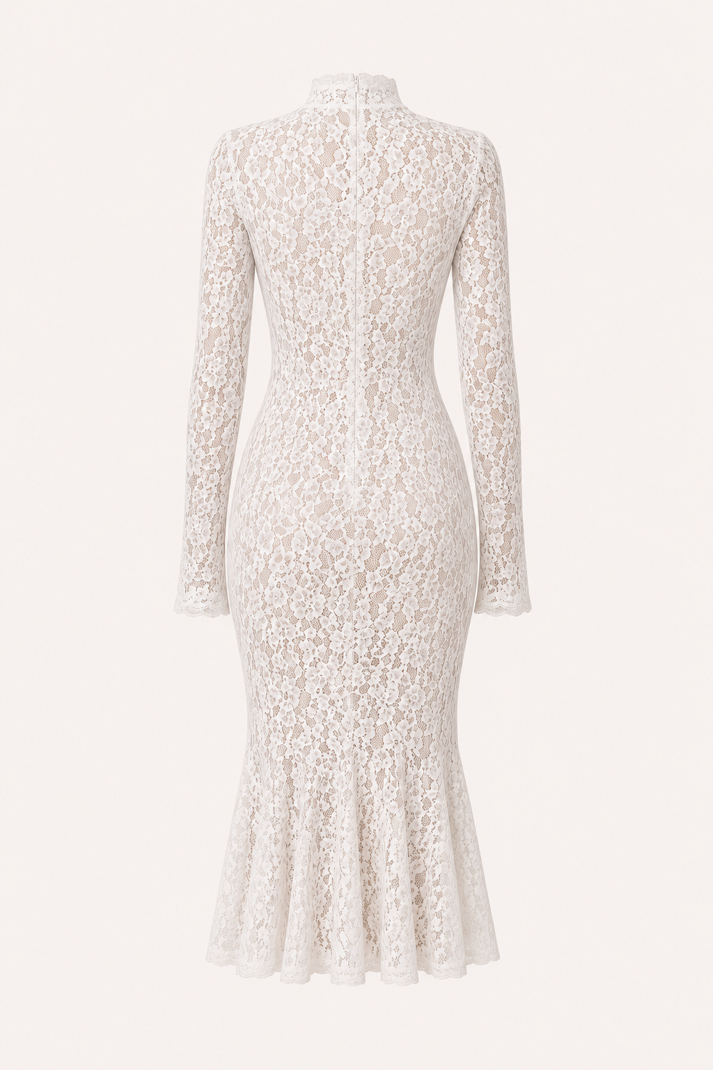 Elegante midi-jurk met kant en hoge hals voor dames - Samara