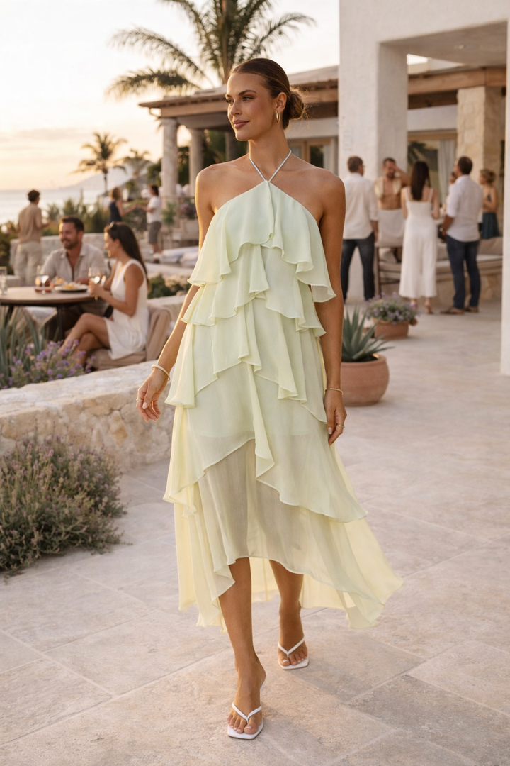 Dames halter lange jurk elegante zomer feestjurk - Kimberly