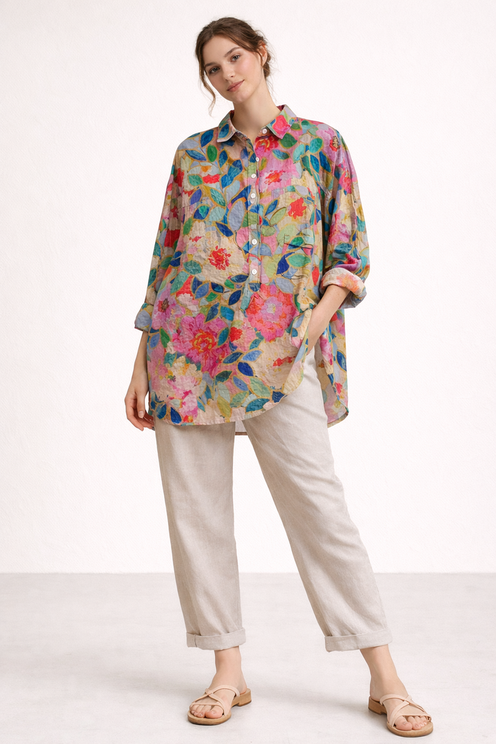 Damesblouse lange mouw casual zomerprint - Gerlinde
