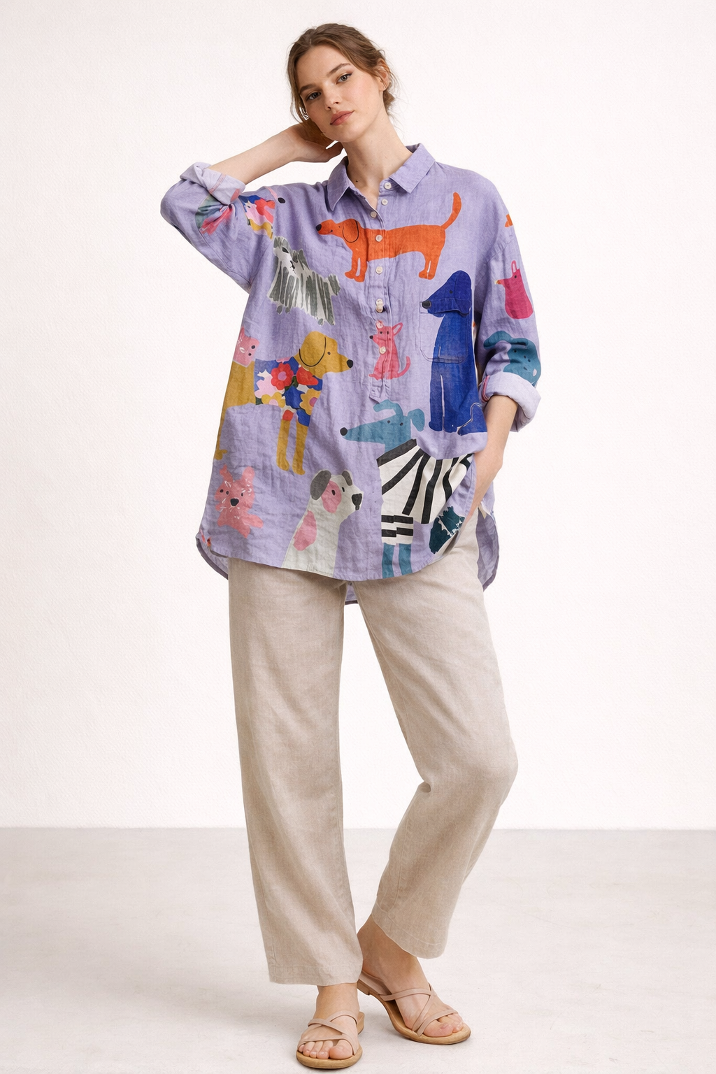 Damesblouse lange mouw casual zomerprint - Gerlinde