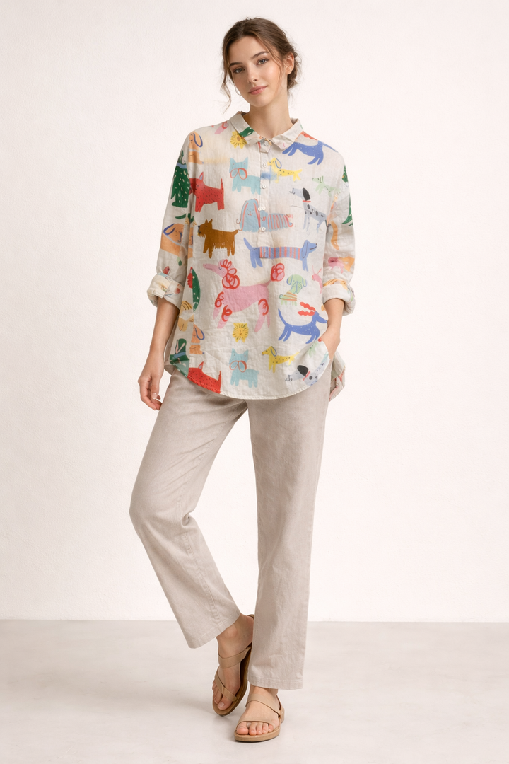 Damesblouse lange mouw casual zomerprint - Gerlinde