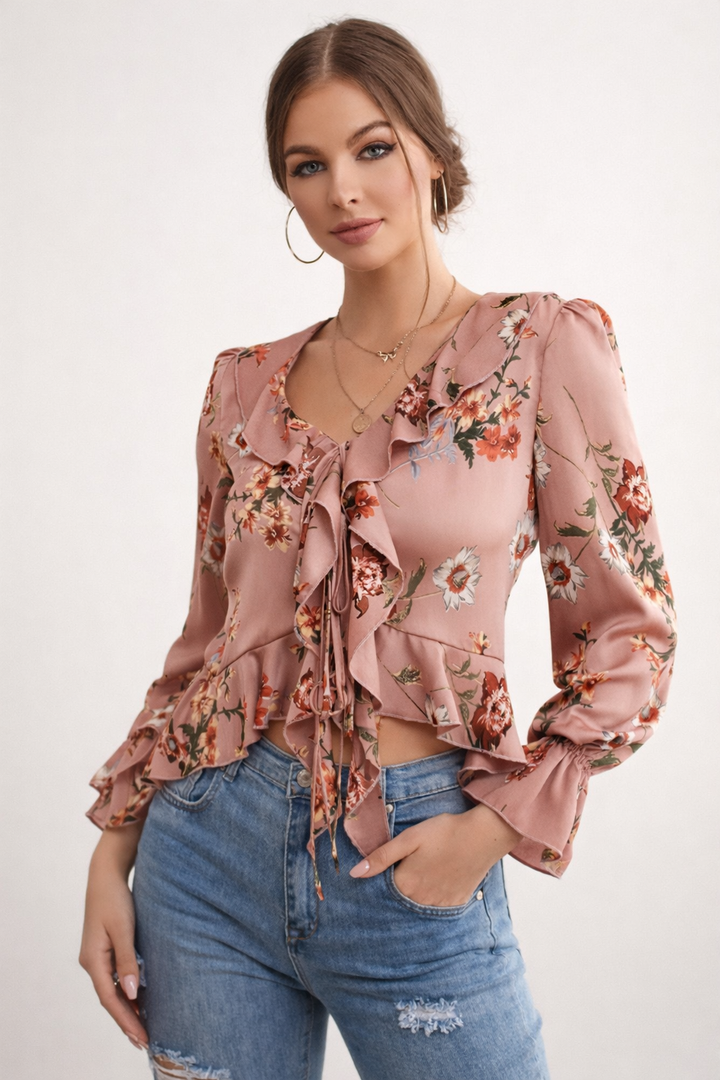 Blouse met bloemenprint en ruches - Lily
