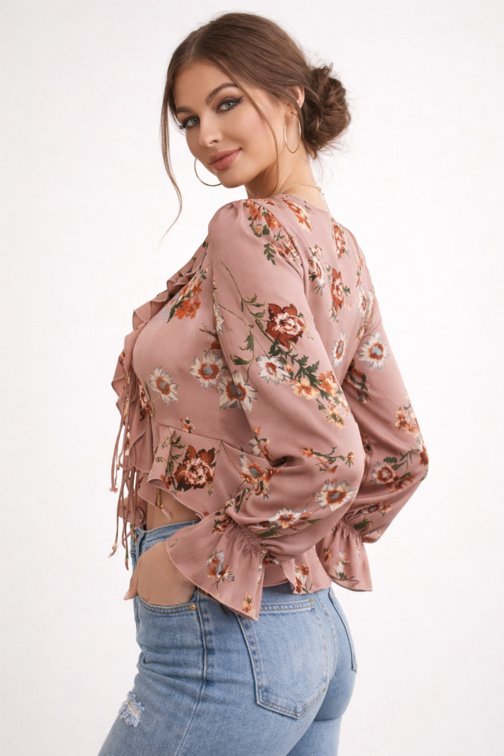 Blouse met bloemenprint en ruches - Lily