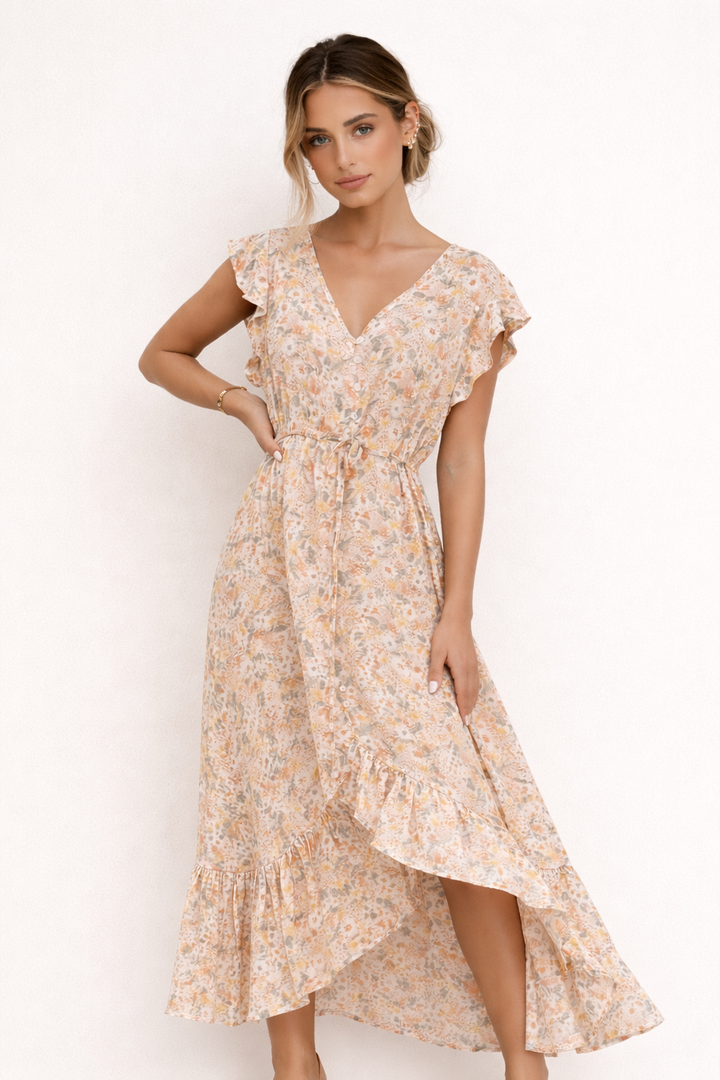Elegante midi-jurk met bloemenprint voor dames - Paula